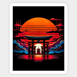 Meiji Shrine Torii Gate Sunset Design Sticker